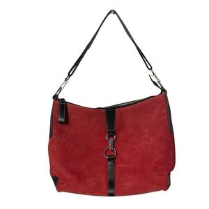 Franklin Covey Women’s Red Suede Leather Hobo Shoulder Bag